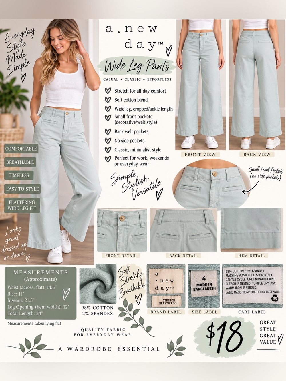 a new day Wide-Leg Pants in Light Gray